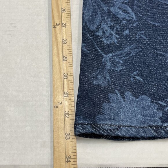 7 For All Mankind Jeans 24 Indigo Fairytale‎ Floral High Rise Skinny Bootcut - Picture 5 of 16
